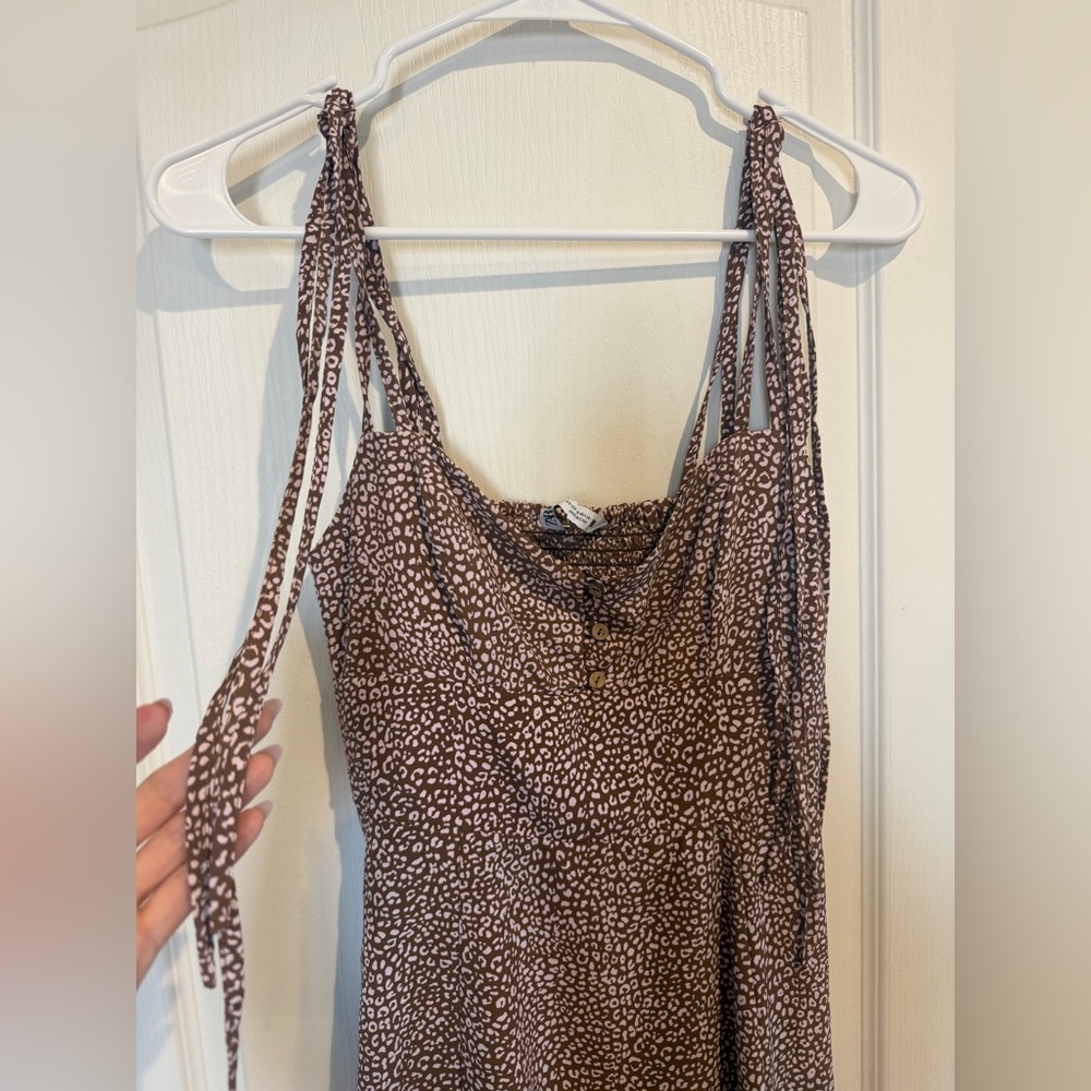 Zara Brown Spotted silky Strappy Mini Dress - Picture 4 of 8